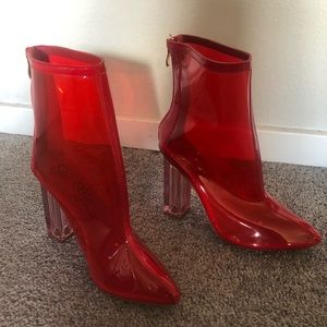 Sheer Red Booties